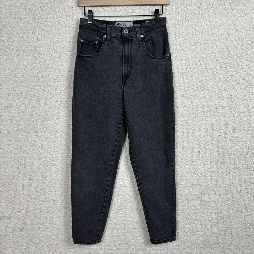 Levis Silvertab Jeans Womens 27 Black Mom Jean‎ High Rise Barrell Zip Fly Denim